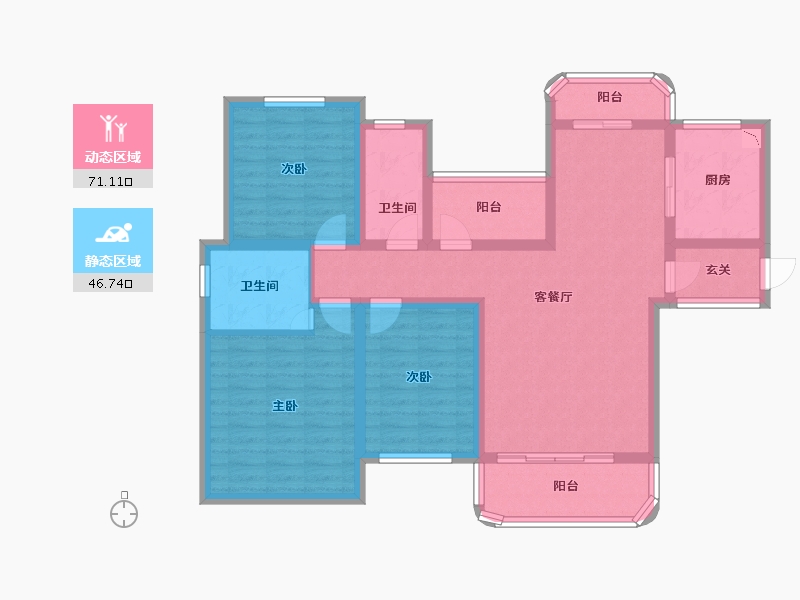 湖南省-长沙市-润和星城润和紫郡-104.00-户型库-动静分区