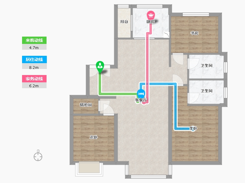 天津-天津市-富力新城雍景豪庭-97.06-户型库-动静线