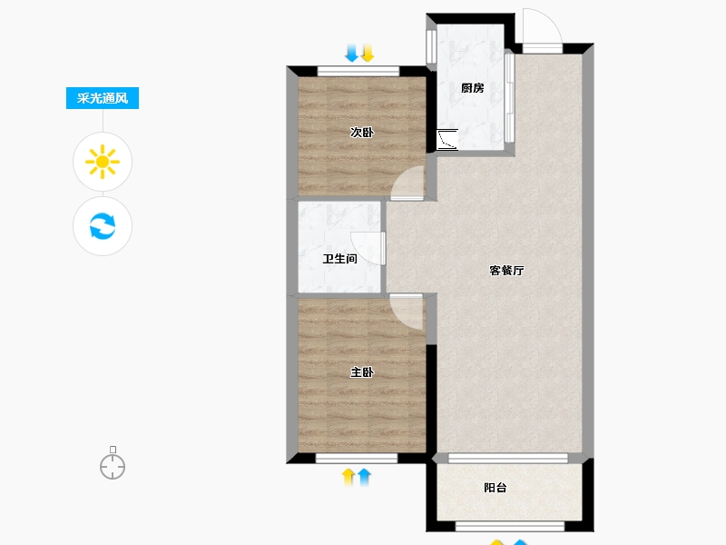 黑龙江省-哈尔滨市-华润置地・熙云府-66.03-户型库-采光通风