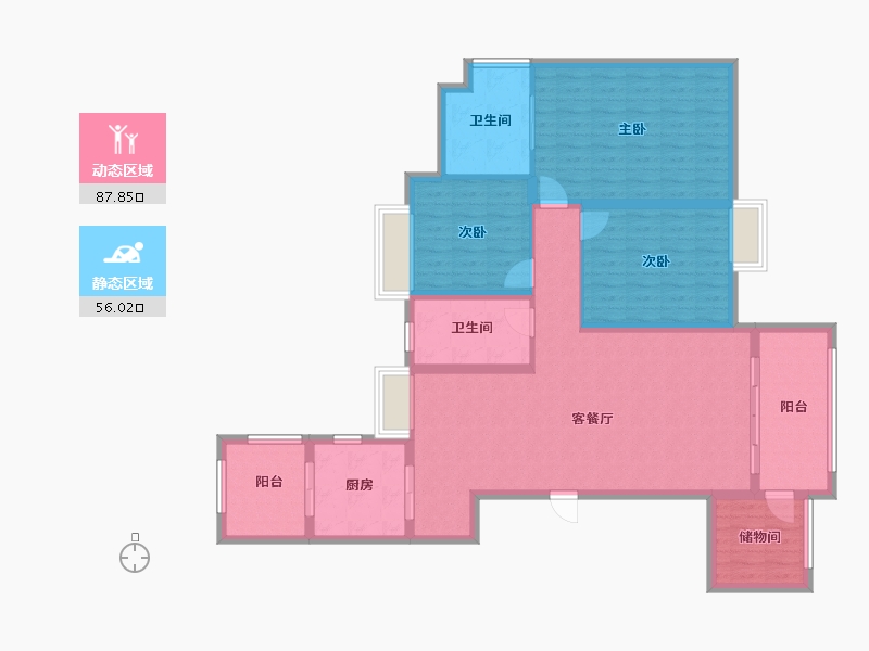 江西省-南昌市-国贸天峯-130.00-户型库-动静分区