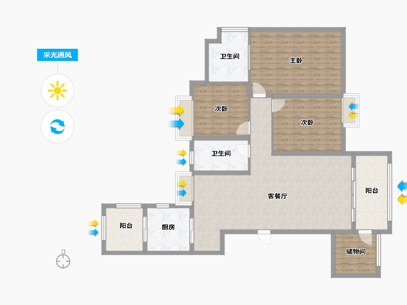 江西省-南昌市-国贸天峯-130.00-户型库-采光通风