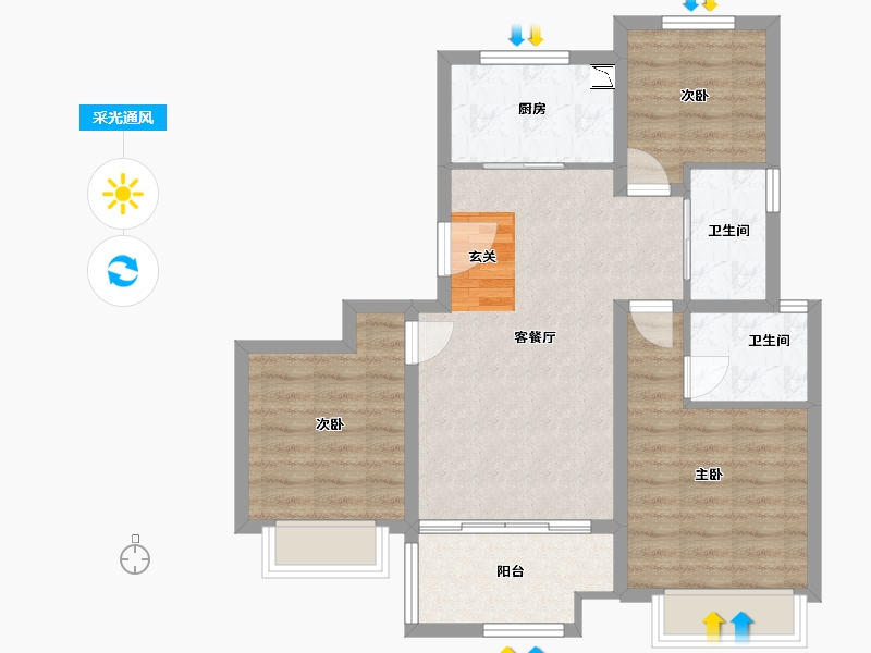 江苏省-盐城市-慧学名苑-75.24-户型库-采光通风