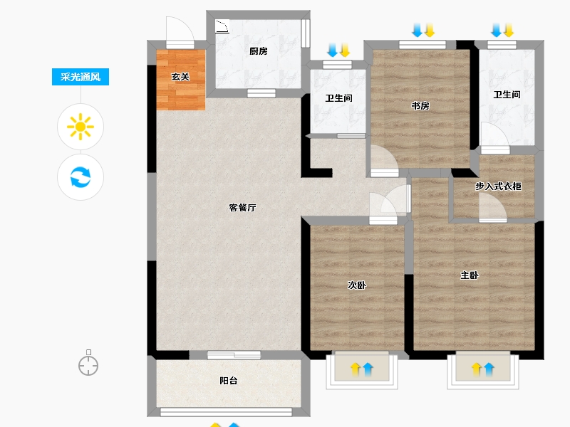 河南省-洛阳市-华耀城佳兆业水岸新都-90.00-户型库-采光通风