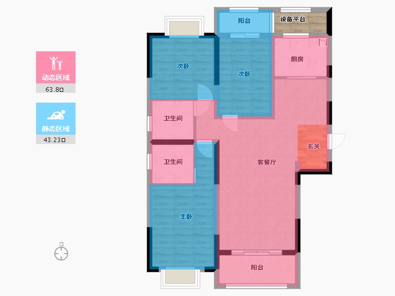 湖南省-长沙市-梦想新天地-98.24-户型库-动静分区