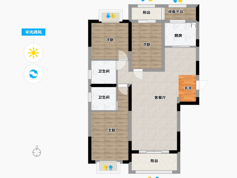 湖南省-长沙市-梦想新天地-98.24-户型库-采光通风