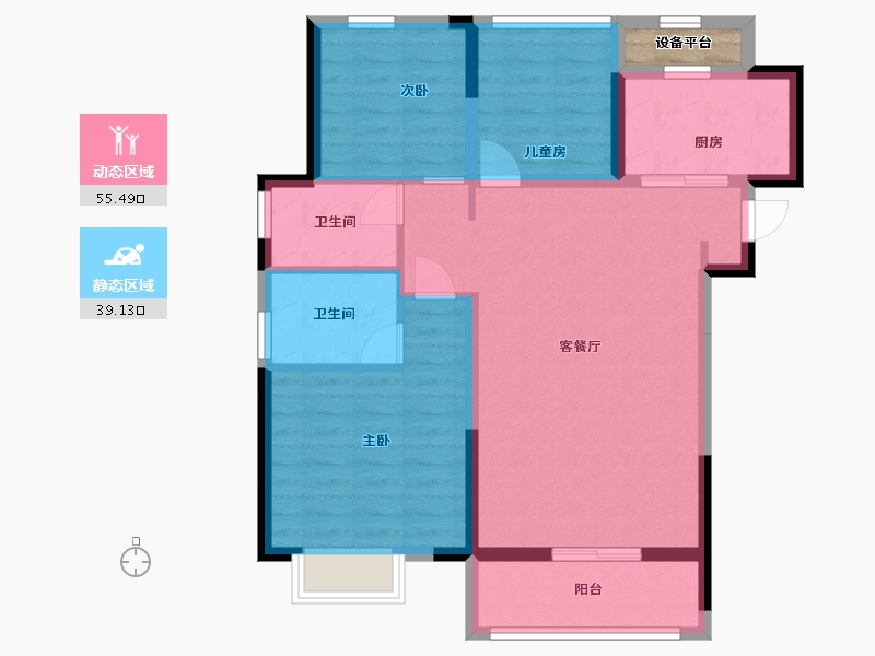 浙江省-嘉兴市-海伦堡・观澜-86.39-户型库-动静分区