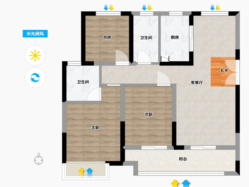 浙江省-嘉兴市-荣安阳光城晴雪园-78.14-户型库-采光通风