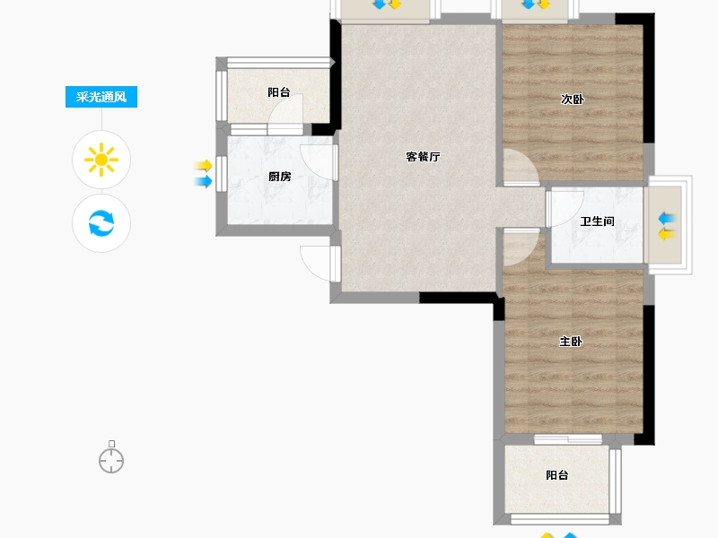 湖北省-武汉市-江南新天地-59.33-户型库-采光通风