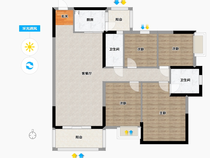 广东省-佛山市-欧浦花城-112.00-户型库-采光通风