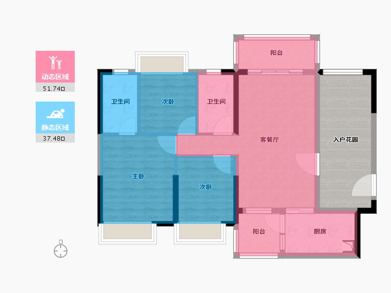 广东省-广州市-珠光御景山水城-95.00-户型库-动静分区