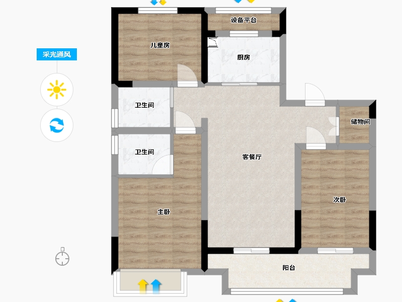 上海-上海市-澳海云樾赋-83.91-户型库-采光通风