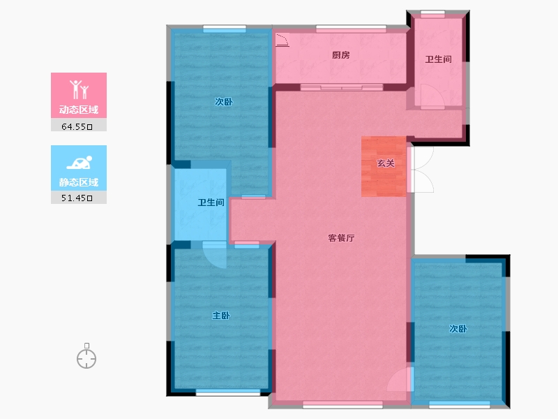 吉林省-长春市-中顺碧水园-104.58-户型库-动静分区