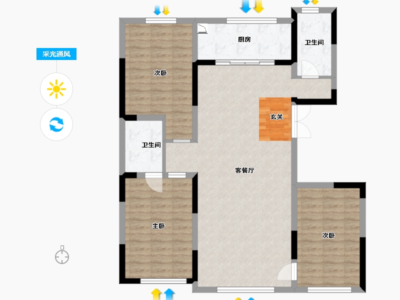 吉林省-长春市-中顺碧水园-104.58-户型库-采光通风