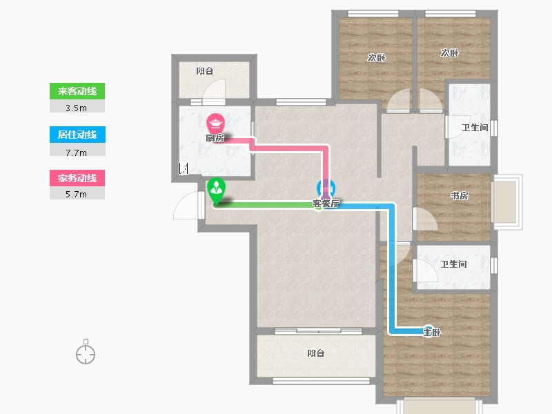 湖南省-长沙市-长沙恒大半山悦府-99.40-户型库-动静线