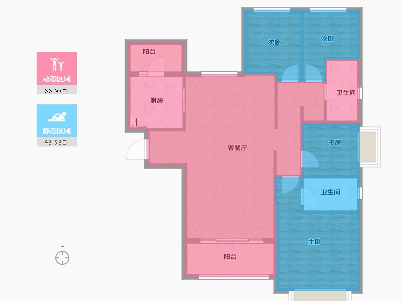 湖南省-长沙市-长沙恒大半山悦府-99.40-户型库-动静分区