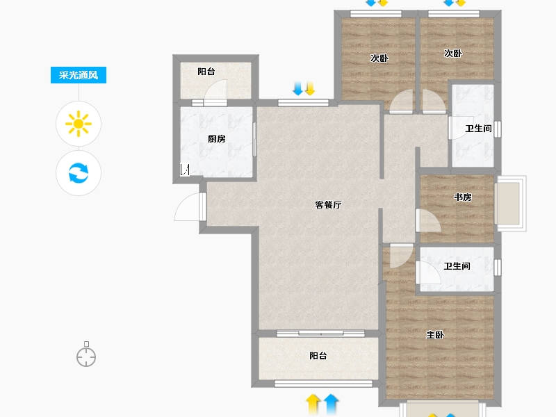 湖南省-长沙市-长沙恒大半山悦府-99.40-户型库-采光通风