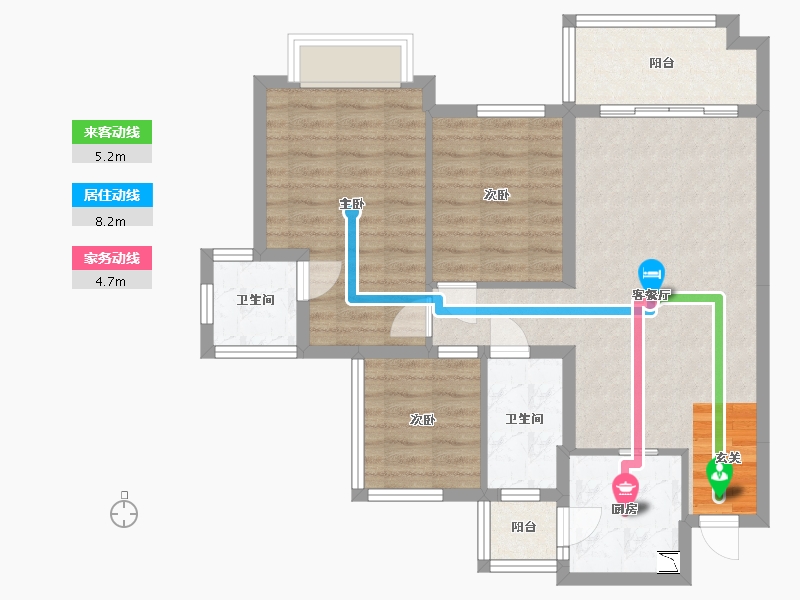 四川省-南充市-鸿通・翡翠城・紫曦府-80.30-户型库-动静线