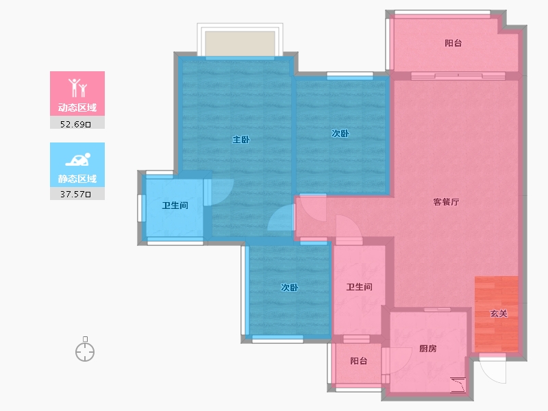 四川省-南充市-鸿通・翡翠城・紫曦府-80.30-户型库-动静分区