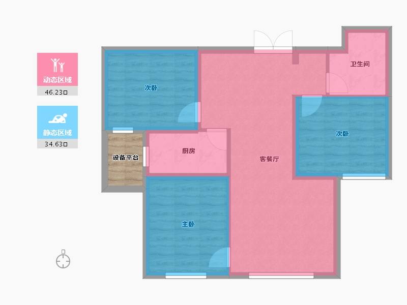 新疆维吾尔自治区-乌鲁木齐市-力鼎新城-75.24-户型库-动静分区