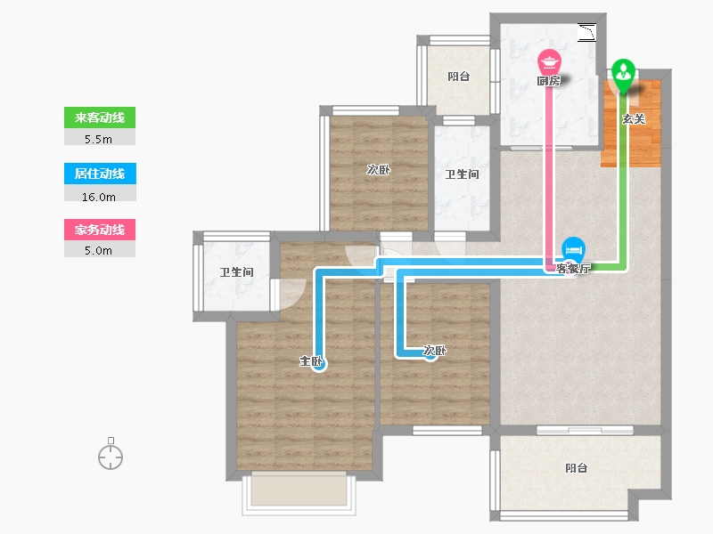 四川省-南充市-鸿通・翡翠城・紫曦府-90.68-户型库-动静线