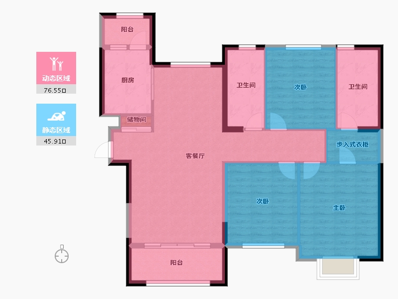 甘肃省-兰州市-大名城B区-111.00-户型库-动静分区