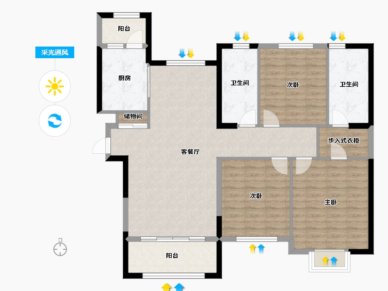 甘肃省-兰州市-大名城B区-111.00-户型库-采光通风