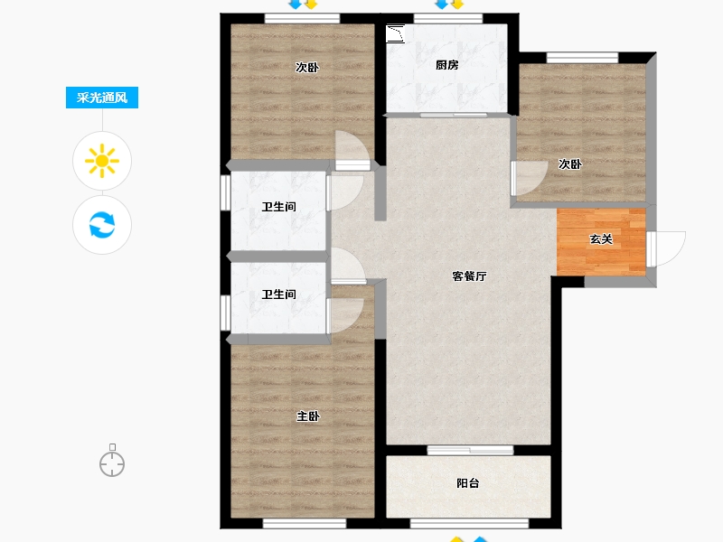 山西省-晋城市-玉龙台-90.00-户型库-采光通风