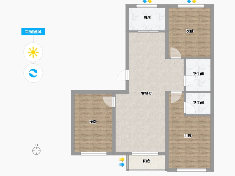 山西省-大同市-前进新苑-83.09-户型库-采光通风