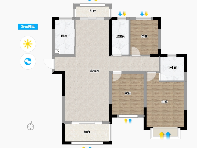 安徽省-合肥市-龙门悦府-97.98-户型库-采光通风