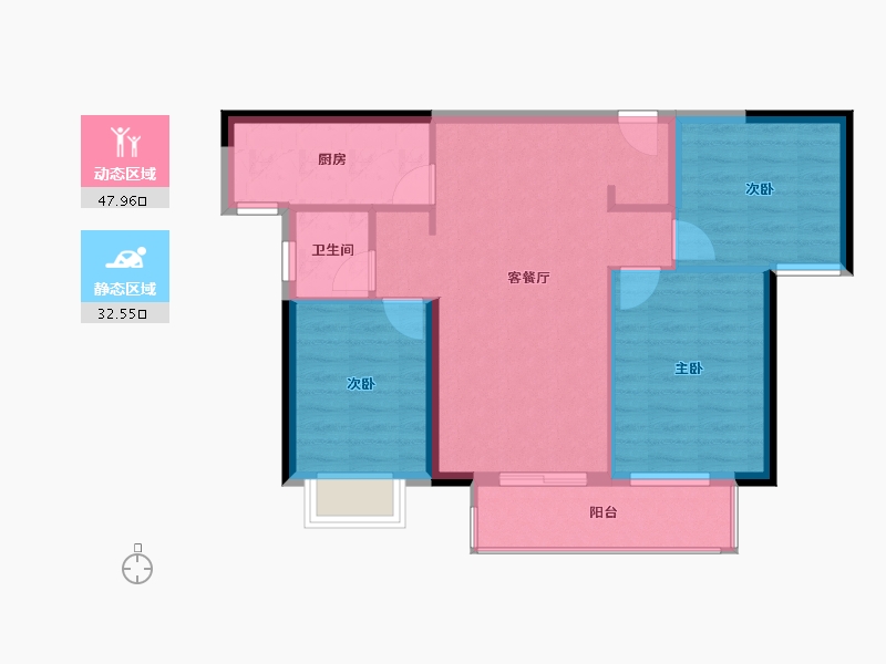 湖北省-宜昌市-福星惠誉金色华府-72.54-户型库-动静分区