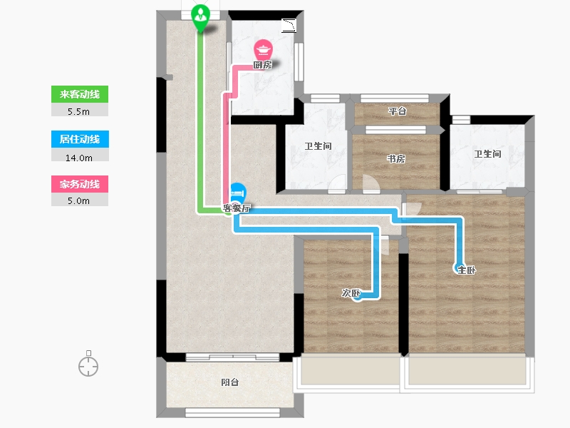 浙江省-温州市-温州吾悦广场・�Z悦府-71.20-户型库-动静线