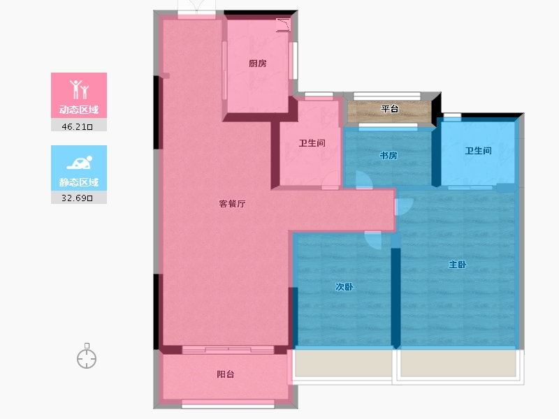 浙江省-温州市-温州吾悦广场・�Z悦府-71.20-户型库-动静分区