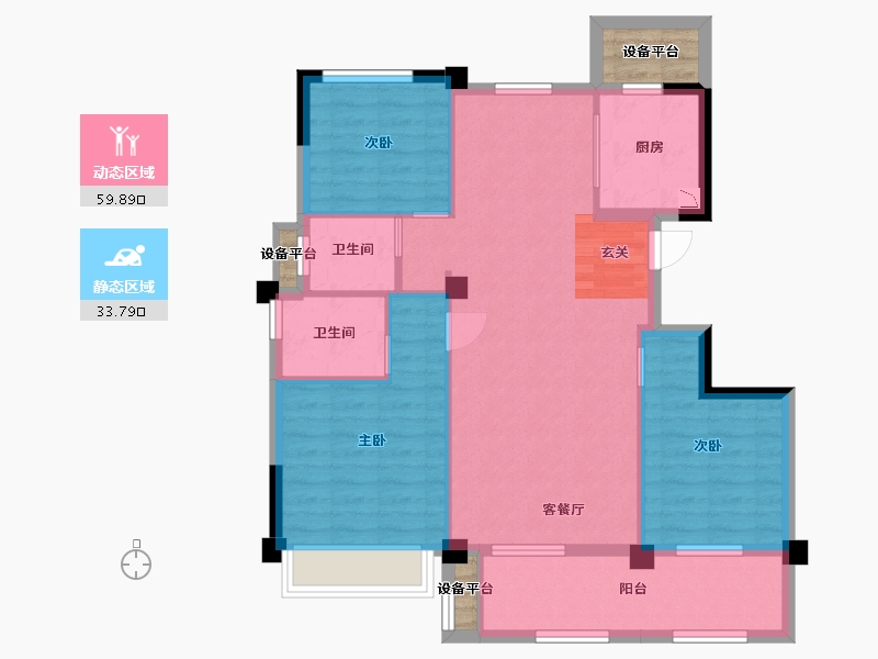 浙江省-衢州市-华达・金茂府-87.55-户型库-动静分区