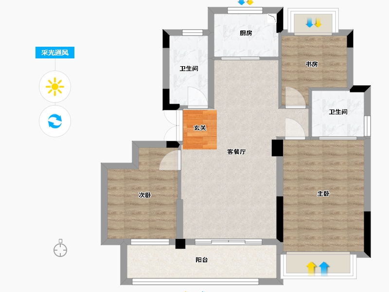 浙江省-衢州市-贝林・金誉府-75.21-户型库-采光通风