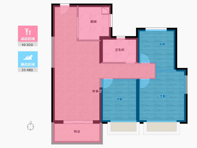 江苏省-南京市-西江瑞府-71.20-户型库-动静分区