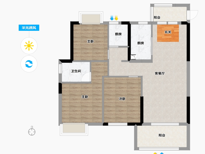 江西省-九江市-中辉学府-92.00-户型库-采光通风