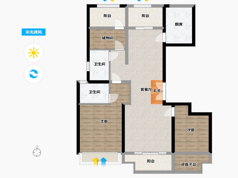 河南省-南阳市-新旭・京华府-103.39-户型库-采光通风