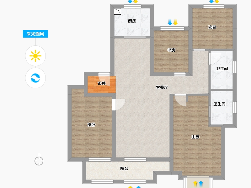 河北省-廊坊市-融创・时代壹号-96.29-户型库-采光通风