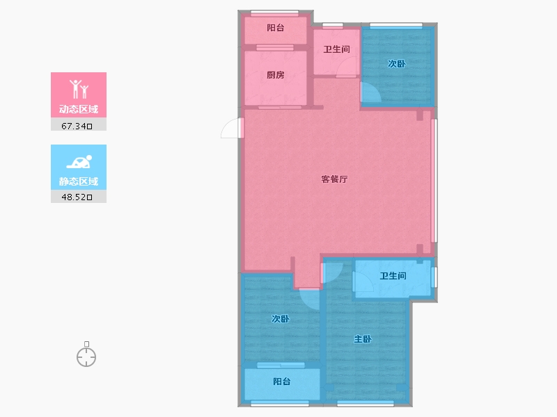 浙江省-温州市-九山金茂府-104.00-户型库-动静分区