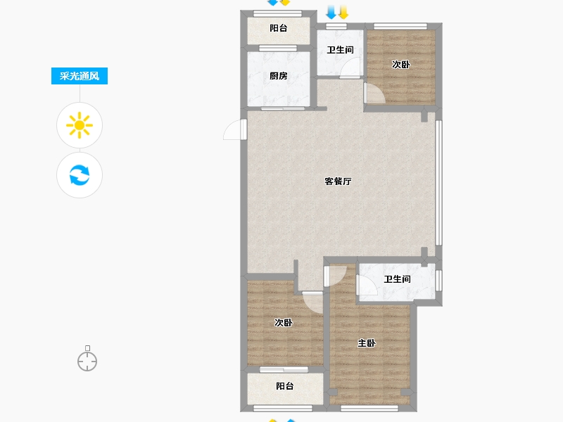 浙江省-温州市-九山金茂府-104.00-户型库-采光通风