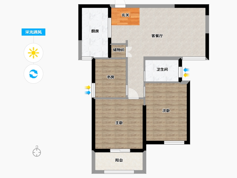 湖北省-武汉市-城投秀水青城-80.03-户型库-采光通风