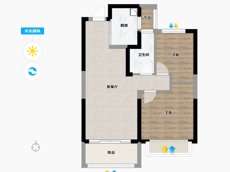 浙江省-温州市-融创翡翠海岸城-55.21-户型库-采光通风