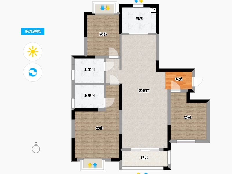 湖北省-武汉市-汉津阳光城-97.62-户型库-采光通风