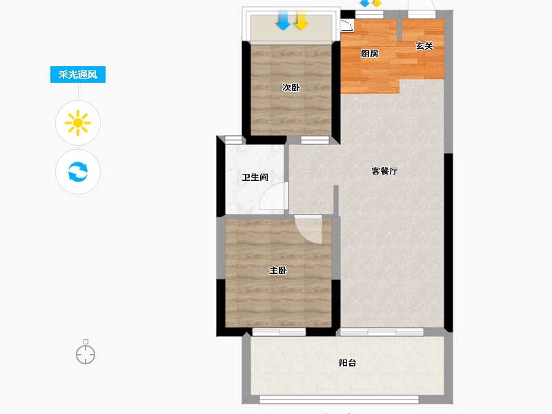 湖北省-武汉市-环球融创梓山湖未来城-59.99-户型库-采光通风