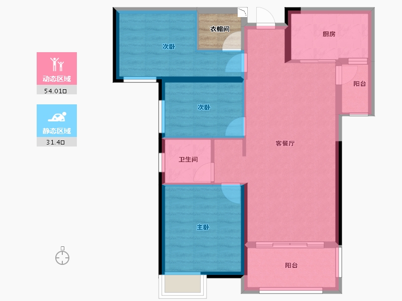 湖南省-长沙市-长房明宸府-79.00-户型库-动静分区