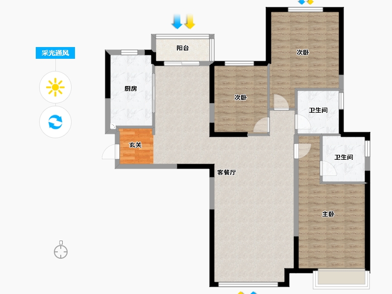 新疆维吾尔自治区-乌鲁木齐市-恒大名都-122.99-户型库-采光通风