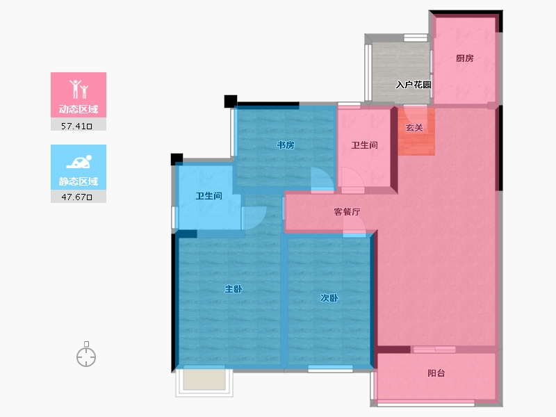 湖北省-咸宁市-领秀城・银泉华府-97.97-户型库-动静分区