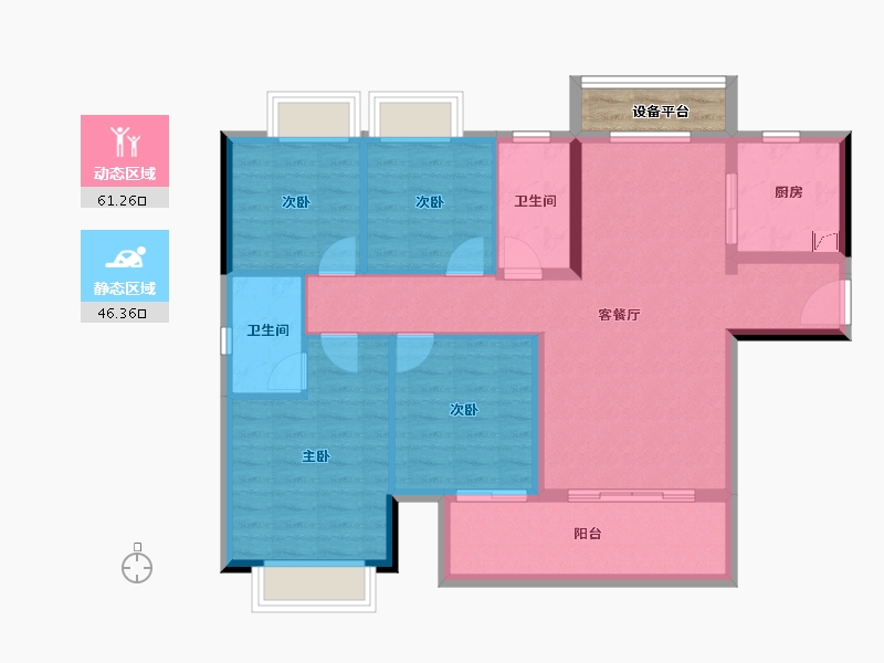 湖南省-长沙市-宁乡敏捷紫云府-99.50-户型库-动静分区