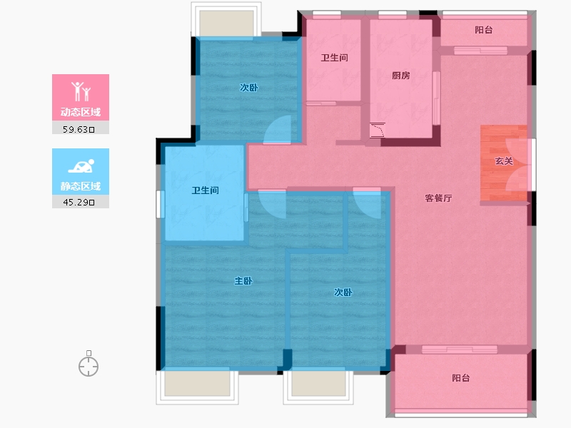 湖北省-武汉市-地铁盛观尚城-93.20-户型库-动静分区