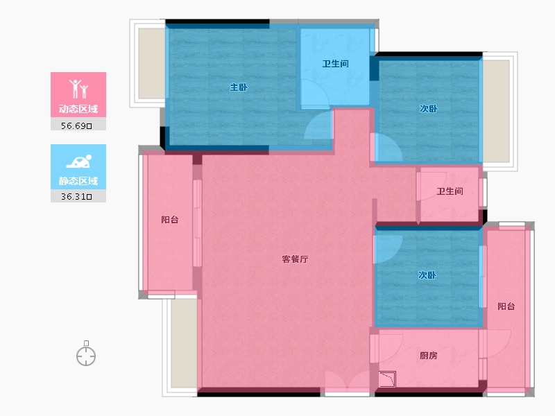 广东省-珠海市-京华假日湾-83.36-户型库-动静分区